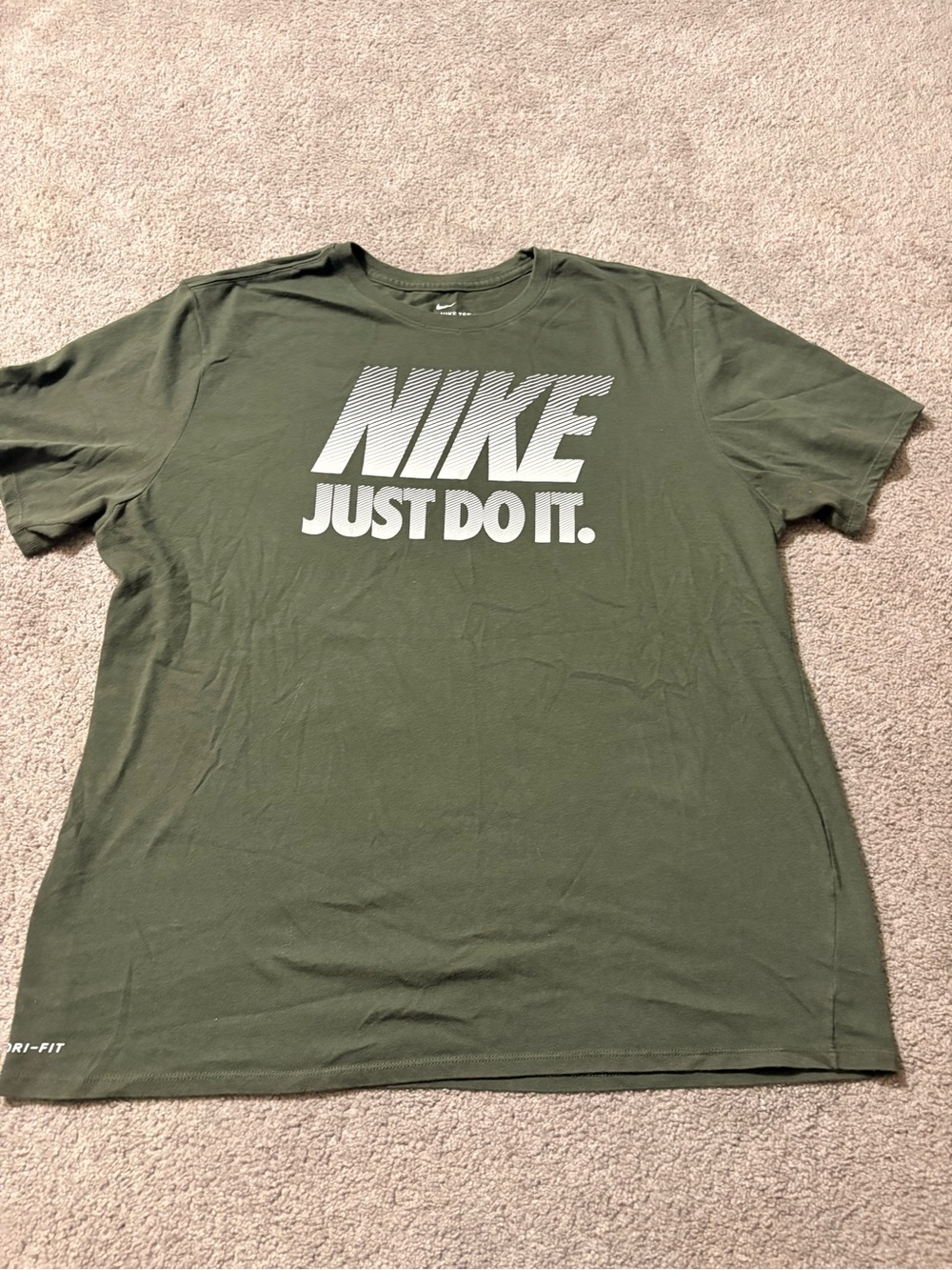 Nike Olive Green Mens NIKE Just Do It.' Short Sleeve Tee